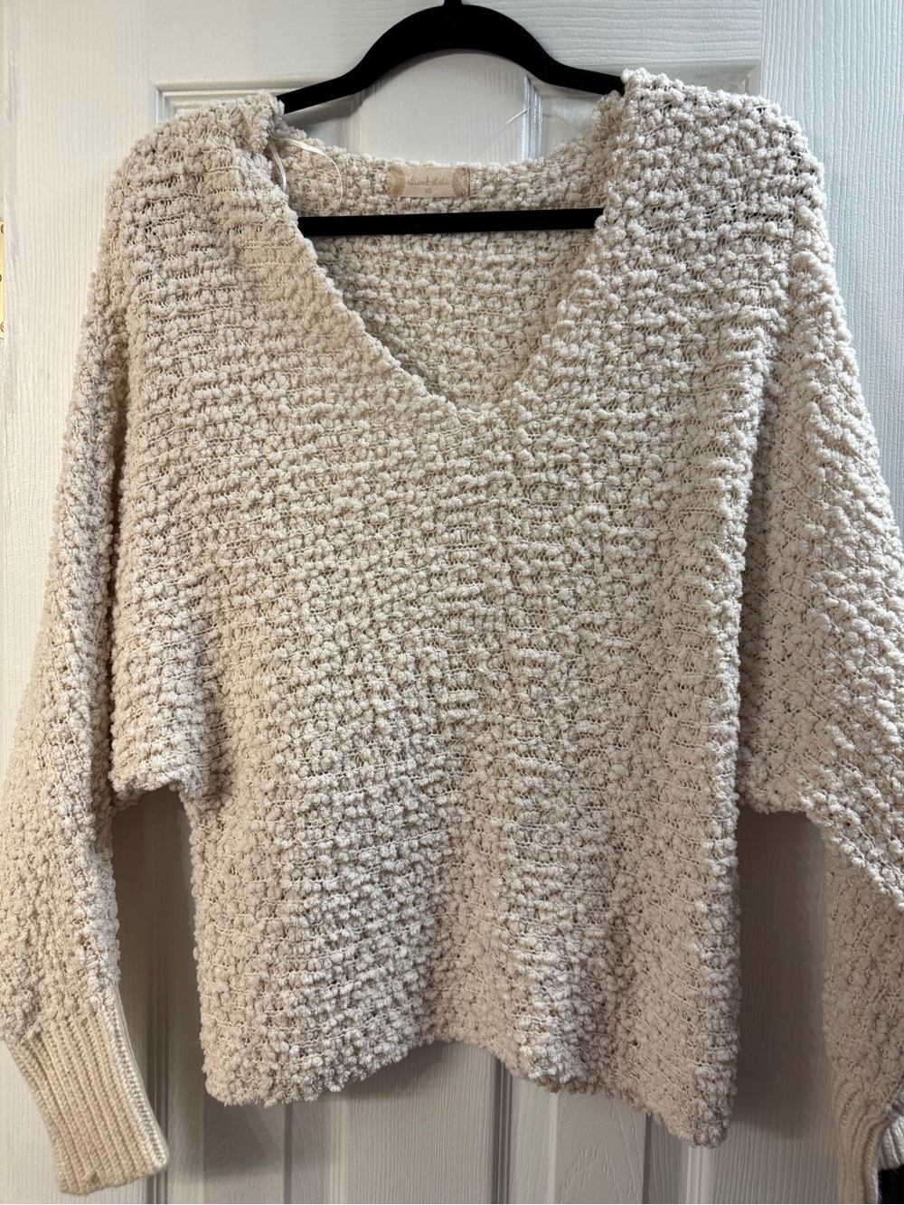 Altar'd State Ivory Textured V-Neck Sweater